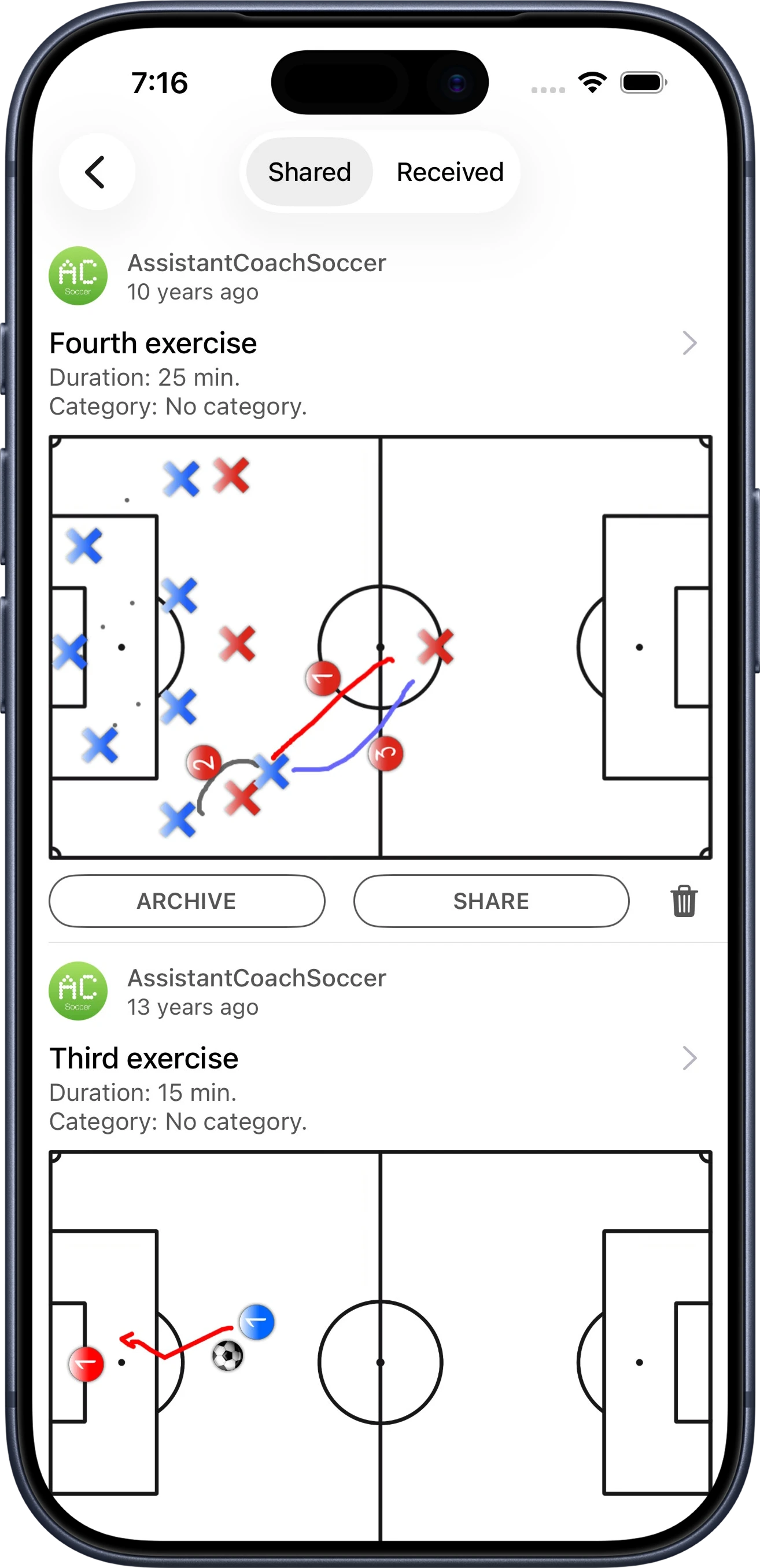 Assistant Coach drills sharing on iPhone